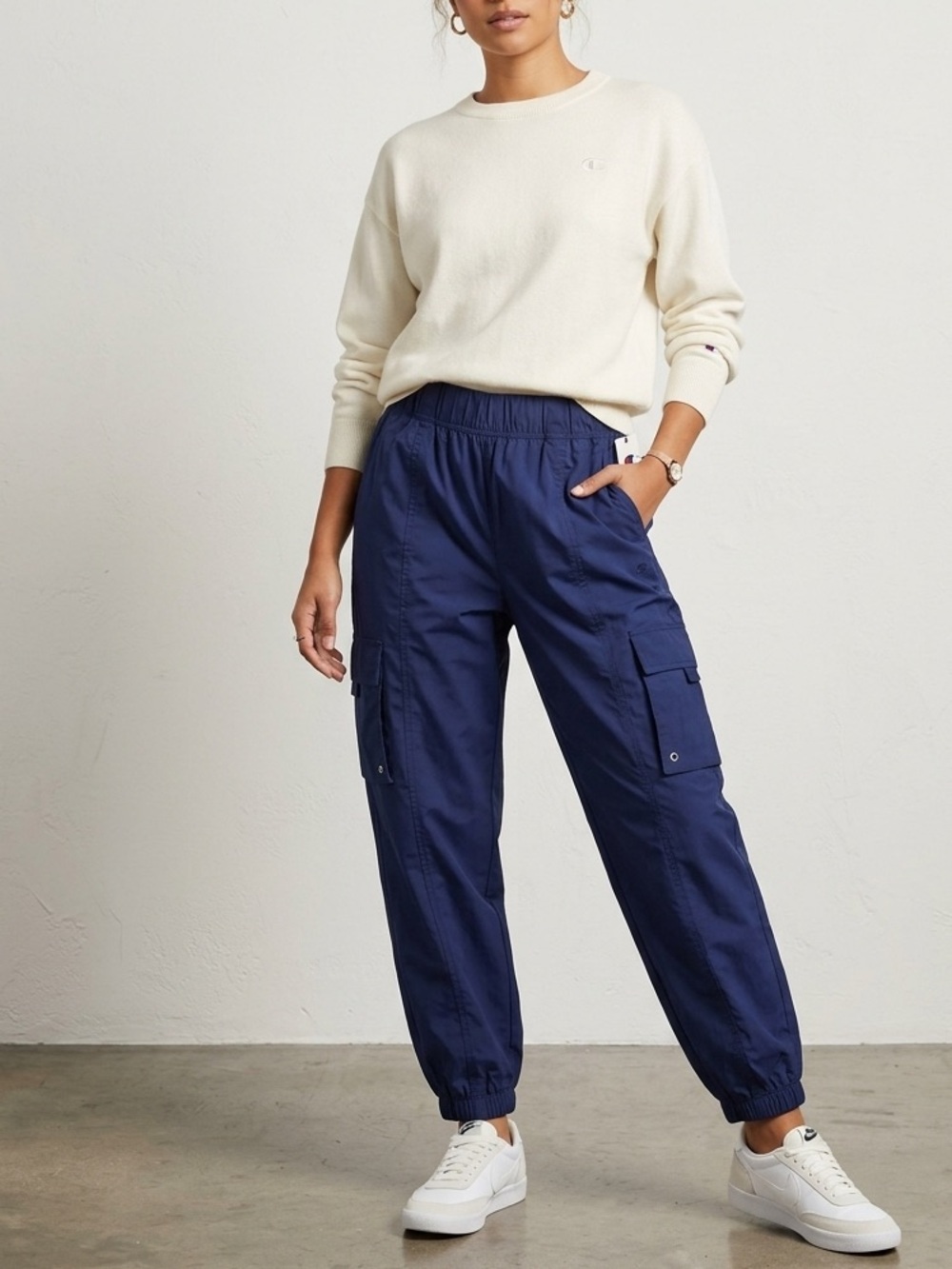 Champion Women's Sailaway Navy Blue Vintage Wash Cargo Jogger Pants Size XL